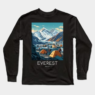 A Pop Art Travel Print of Mount Everest - Nepal Long Sleeve T-Shirt